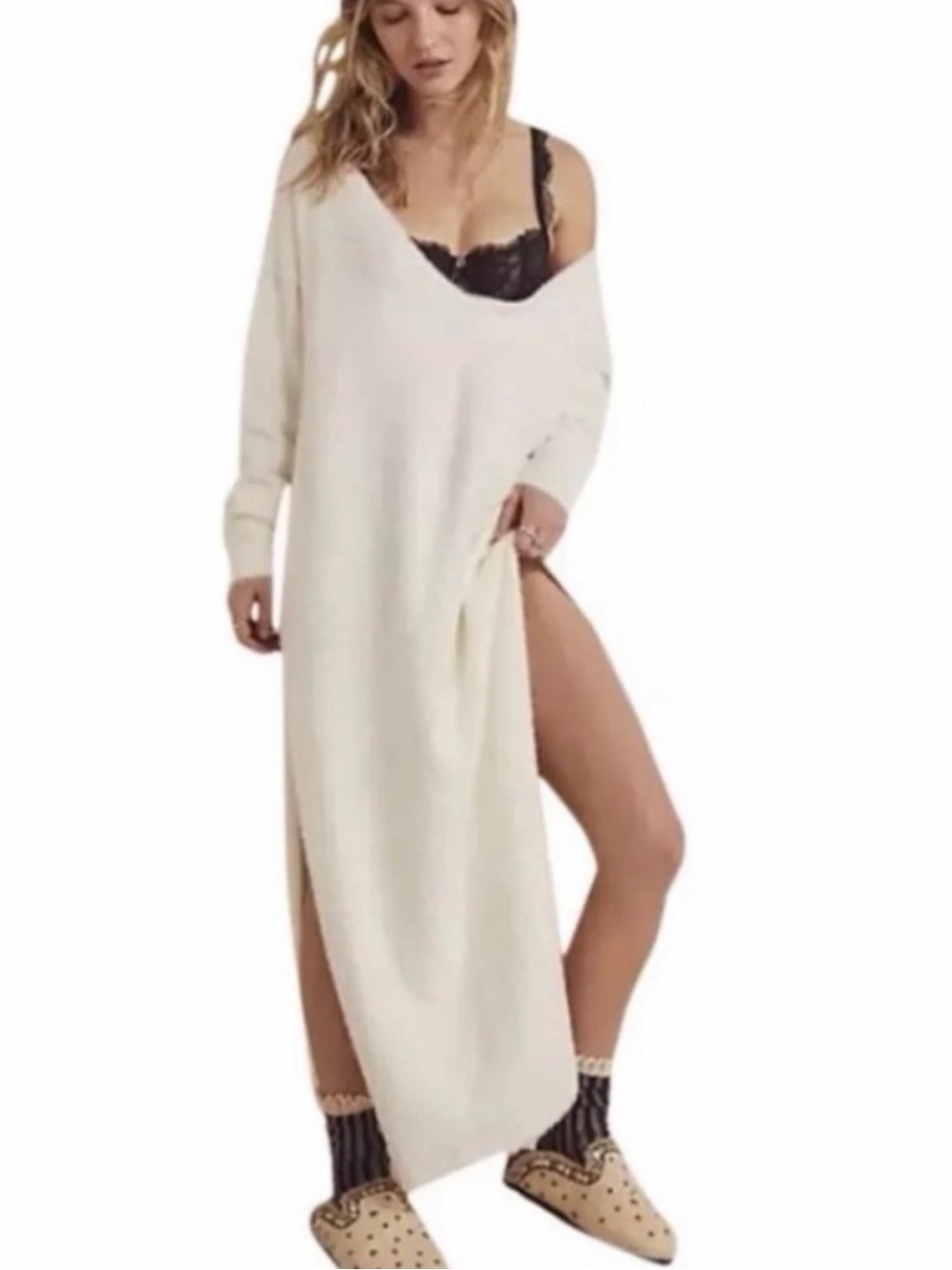Free People Intimately "Girls Night" Maxi Pullover Dress Size XL